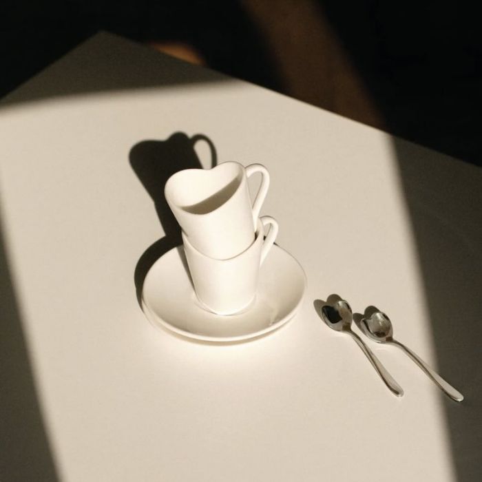 To, Set 2 Tazzine Espresso con Piattini e Cucchiaini