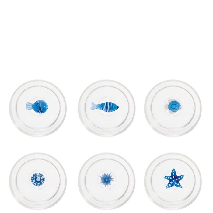 Teca, Set 6 Bicchieri decoro Mare