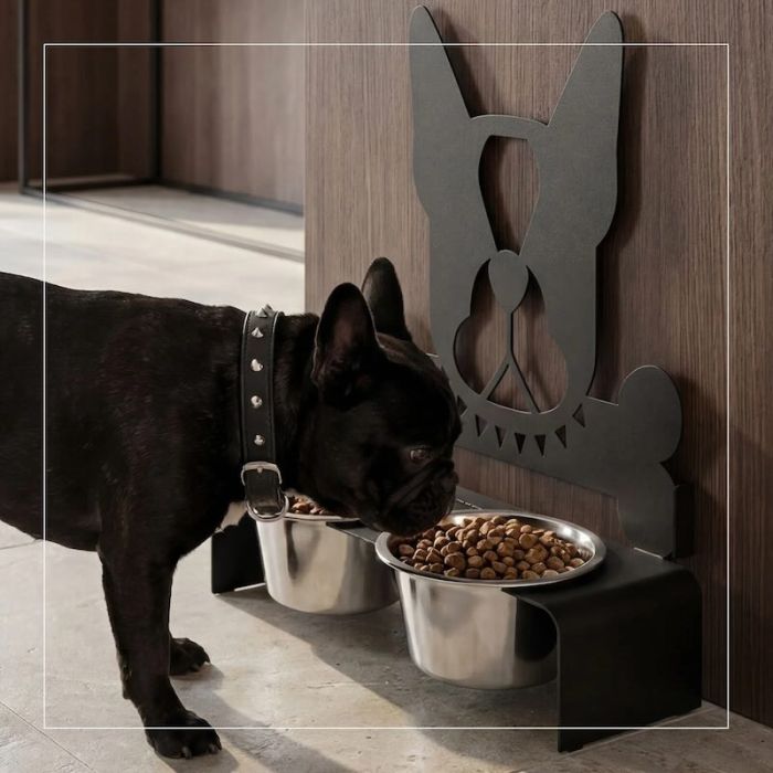 Buddy, Porta Ciotole Cani Nero 38cm