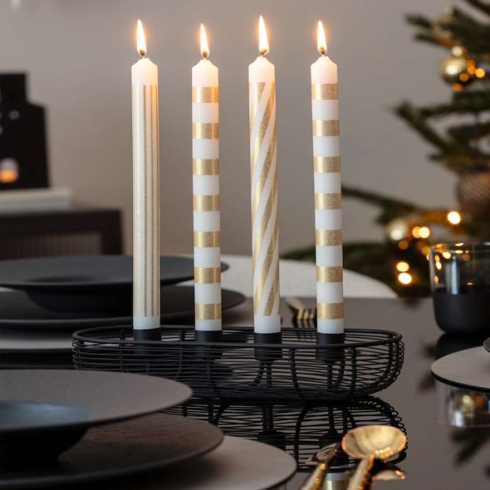 Christmas Chic, Set 4 Candele a Bastoncino