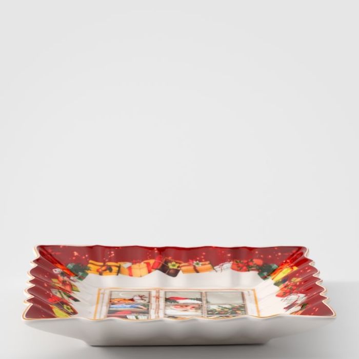 Toy's Fantasy, Coppa Quadrata "Babbo Natale dietro la Finestra" 23cm