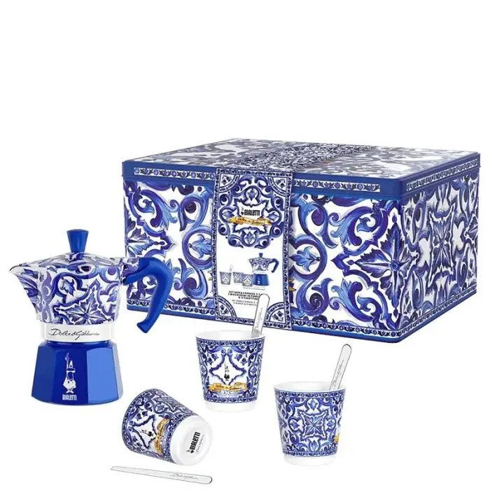 Blue Mediterraneo D&G, Confezione Moka Express 6 Tazze con accessori