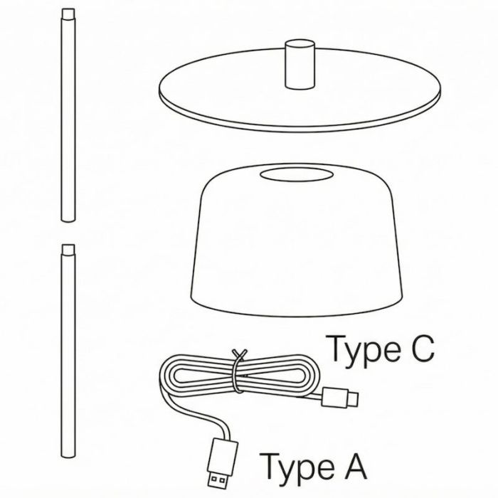 1+1 Ailati, Lampada da Tavolo Ricaricabile (Modularità a 2 Altezze)