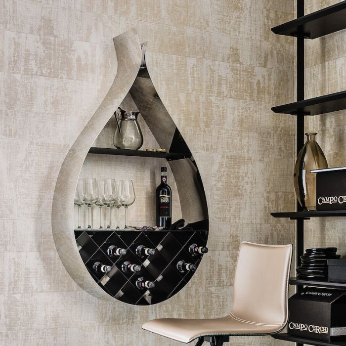 Drop, Libreria e Portabottiglie di Design a Muro