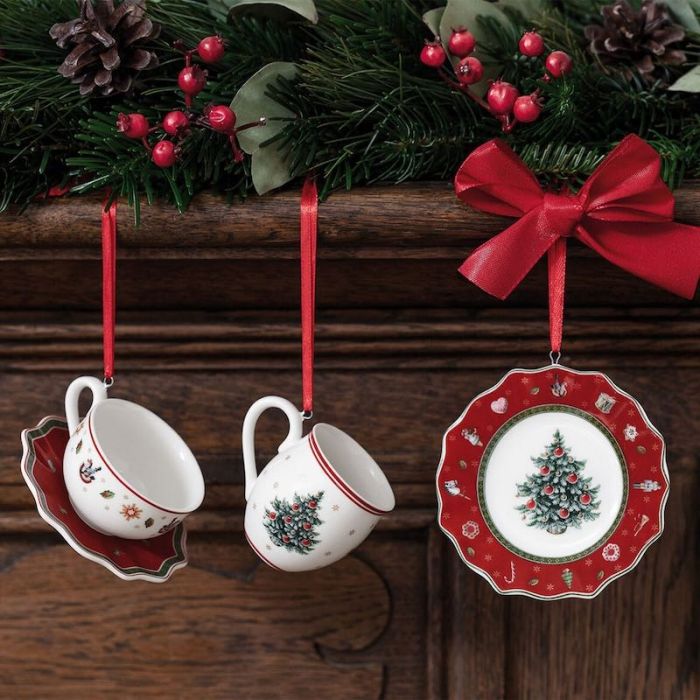 Toy's Delight Decoration, Set 3 Ornamenti Stoviglie Rosso