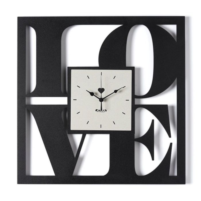Love, Orologio da Parete Quadrato 50cm