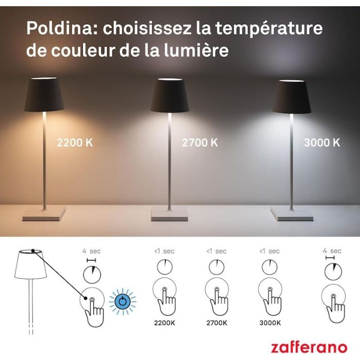 Poldina Pro, Lampada da Tavolo Ricaricabile LED Touch