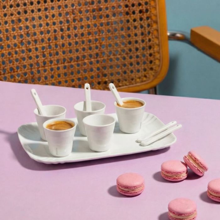 Estetico Quotidiano, Set Caffè 6 Tazze, Vassoio e Palette