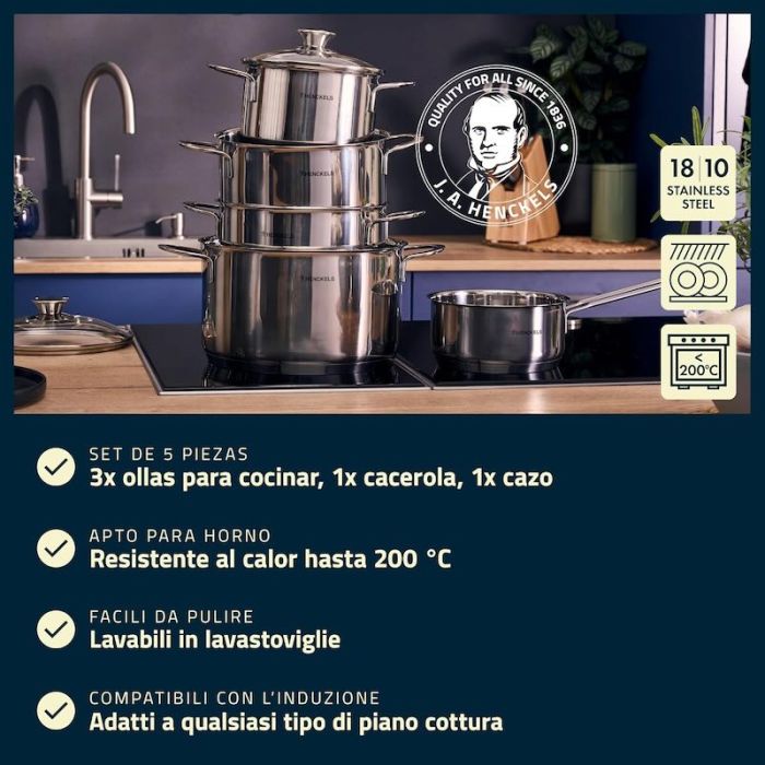 HENCKELS Reflection, Batteria di Pentole 5 pezzi