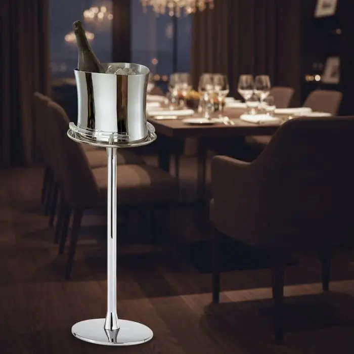 Sambonet Supporto Per Cantinetta Vino Bamboo In Acciaio Inox 18/10 - Altezza 61,8 Cm - Design Italiano
