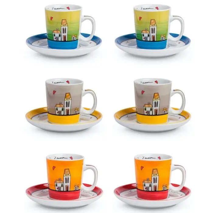Le Casette, Set 6 Tazze Caffè c/p Le Casette, Set 6 Tazze Caffè c/p