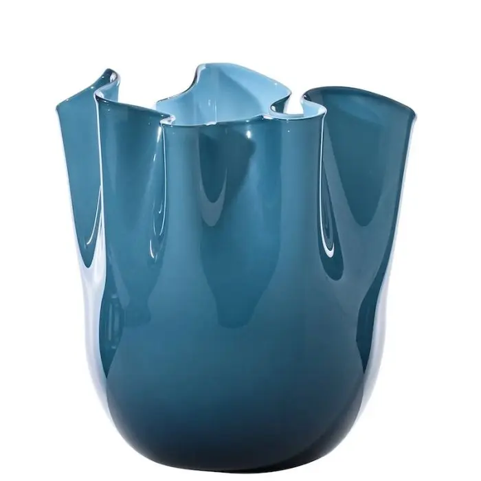 Vaso Venini Fazzoletto Orizzonte/Acquamare - 24 Cm - Verre De Murano - Neuf