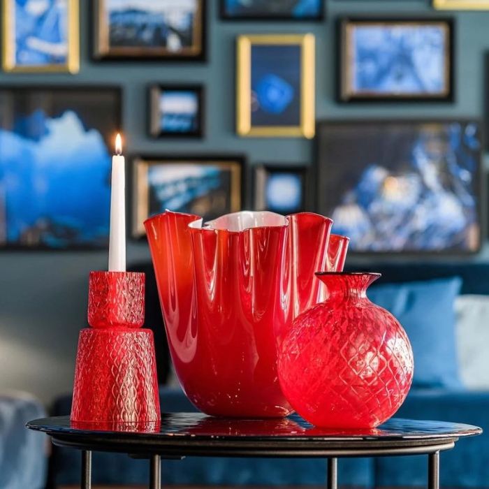 Fazzoletto Opalino, Vaso Rosso interno Rosa