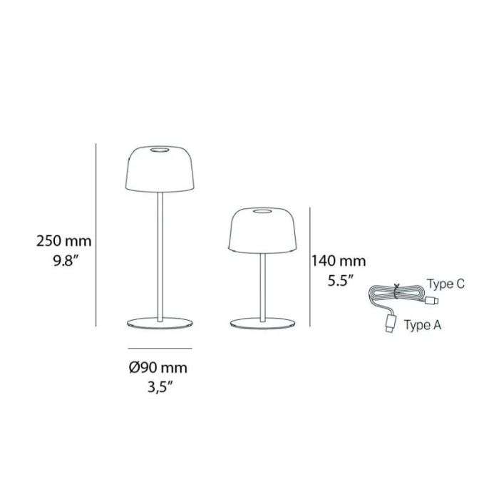 1+1 Ailati, Lampada da Tavolo Ricaricabile (Modularità a 2 Altezze)