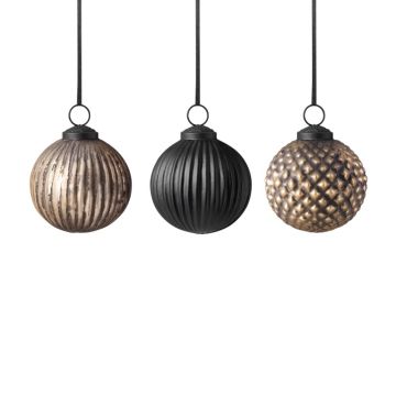 Christmas Chic, Set 3 Ornamenti Palline