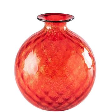 Balloton Monofiore, Vaso Rosso Foglia Oro 20,5cm