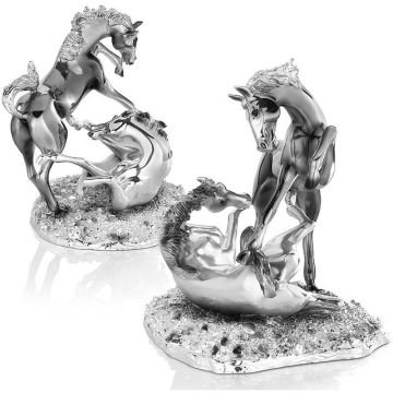 Scultura Coppia di Cavalli Selvaggi 32cm