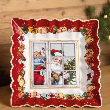 Toy's Fantasy, Coppa Quadrata "Babbo Natale dietro la Finestra" 23cm
