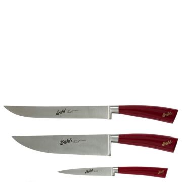 Elegance, Set 3 Coltelli Cucina Rosso