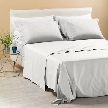 Completo Lenzuola in Percalle di Cotone Tinta Unita