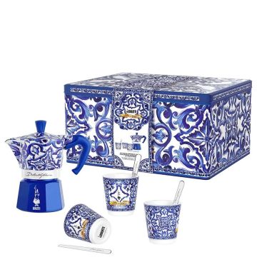 Blue Mediterraneo D&G, Confezione Moka Express 3 Tazze con accessori