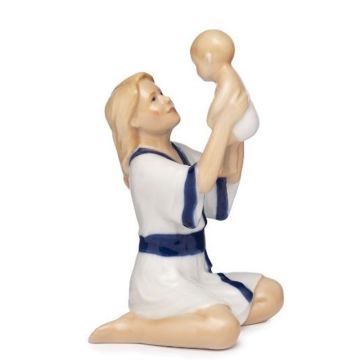 Figurina Mamma con Bimbo Bianco 18cm