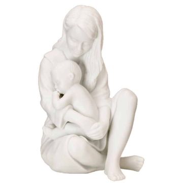 Figurina Mamma con Bimbo che Dorme bianca