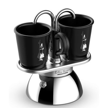 Mini Express Induction, Caffettiera con 2 Bicchierini Nero