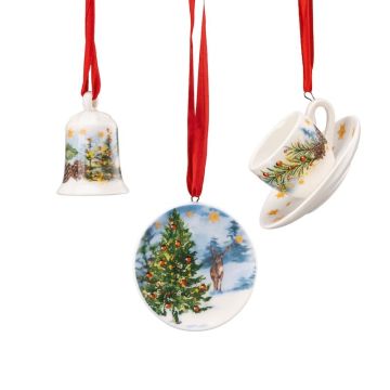 Weihnachtslieder 2023, Set 3 Ornamenti Tazza/Piatto/Campana
