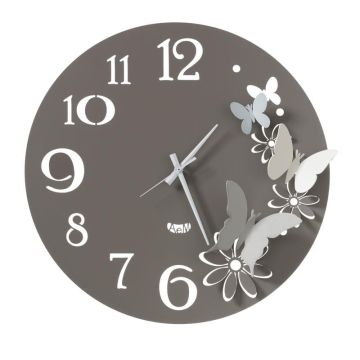 Butterfly Flowers, Orologio Parete 45cm Fango