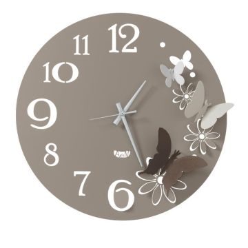 Butterfly Flowers, Orologio Parete 45cm Sabbia