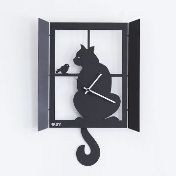 Gatto alla Finestra, Orologio da Parete 47cm