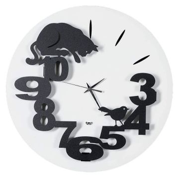 Hunter Kat, Orologio Parete Bianco e Nero 35cm