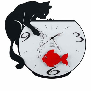 Tommy & Fish, Orologio da Parete Nero Goffrato