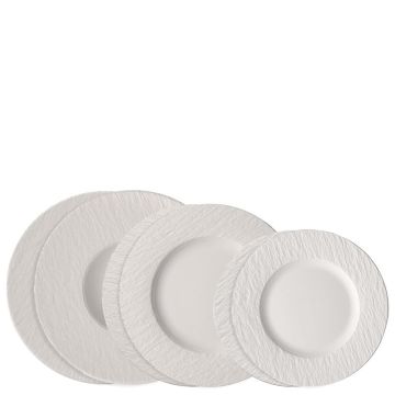 Manufacture Rock Blanc, 2 Piatti Piani, 2 Dessert e 2 Piatti Pasta