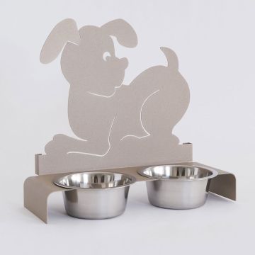 Cane, Porta Ciotole Doppio Beige