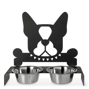 Buddy, Porta Ciotole Cani Nero 38cm