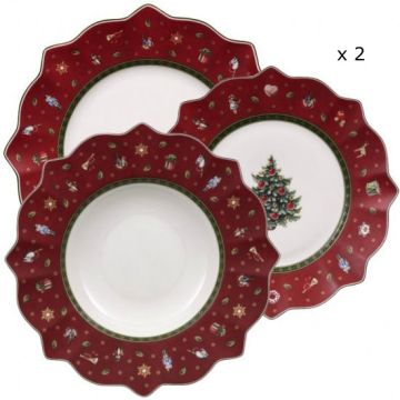 Toy's Delight Rosso, Set 2 Posti Tavola (6 Piatti)