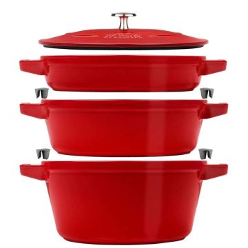 Set di 3 Cocotte Tonde in Ghisa 