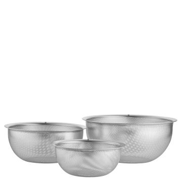 Prep, Set 3 Colini / Scolapasta in Acciaio Inox (16, 20, 24 cm)