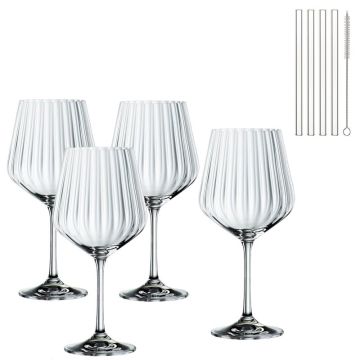 Tastes Good, Set 4 Bicchieri Gin Tonic con cannucce
