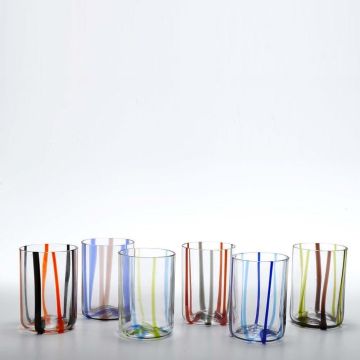 Tirache, Set 6 Bicchieri Multicolor Bicolore
