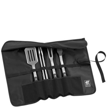 BBQ, Set 4 Posate Barbecue con Custodia