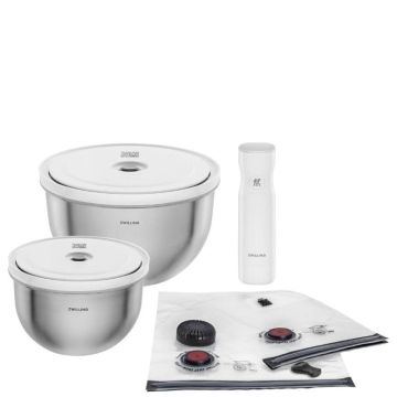 Fresh & Save Bowls, Vacuum Starter Set 9 pezzi Acciaio