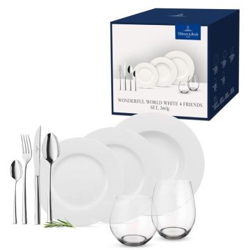 Wonderful World White 4 Friends, Servizio Tavola Completo 36 pezzi