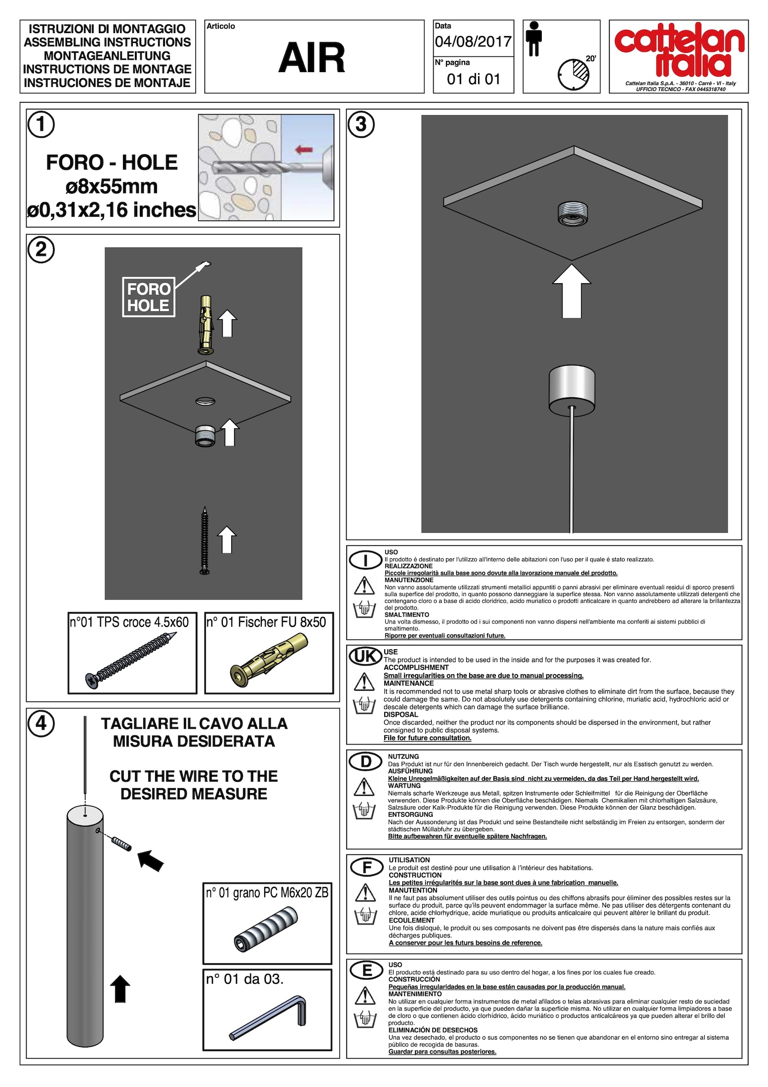 Istruzioni Montaggio Cattelan Italia Air Pagina 1